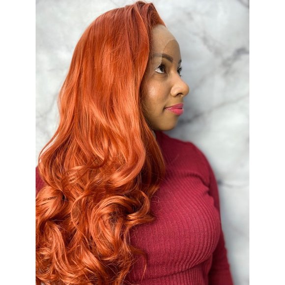 Copper Wavy Lace Front Wig - Picture 5 of 9